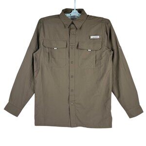 NWOT Habit Men UPF 40+ Button Down Long Sleeve Outdoor Shadow Green Shirt Size S